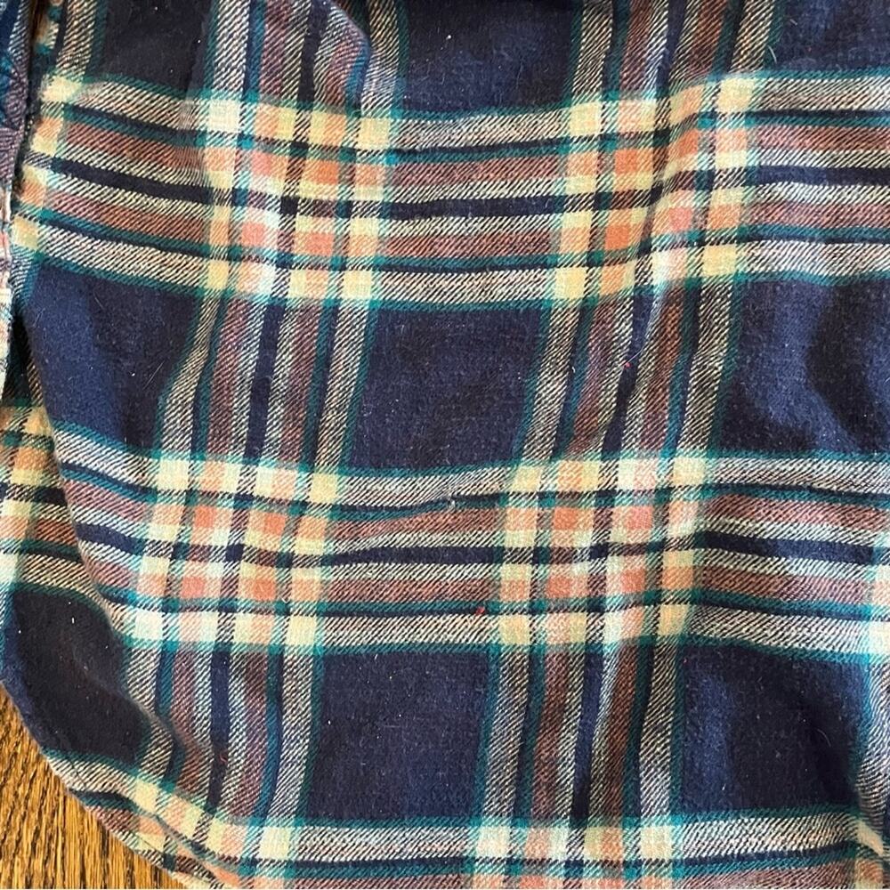 American Eagle Hooded Flannel Plaid Blue Cozy Gorpcore Fall Women's Small - Picture 8 of 8